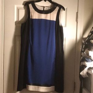 NWOT DKNY COLOR BLOCK DRESS w/LEATHER TRIM 12
